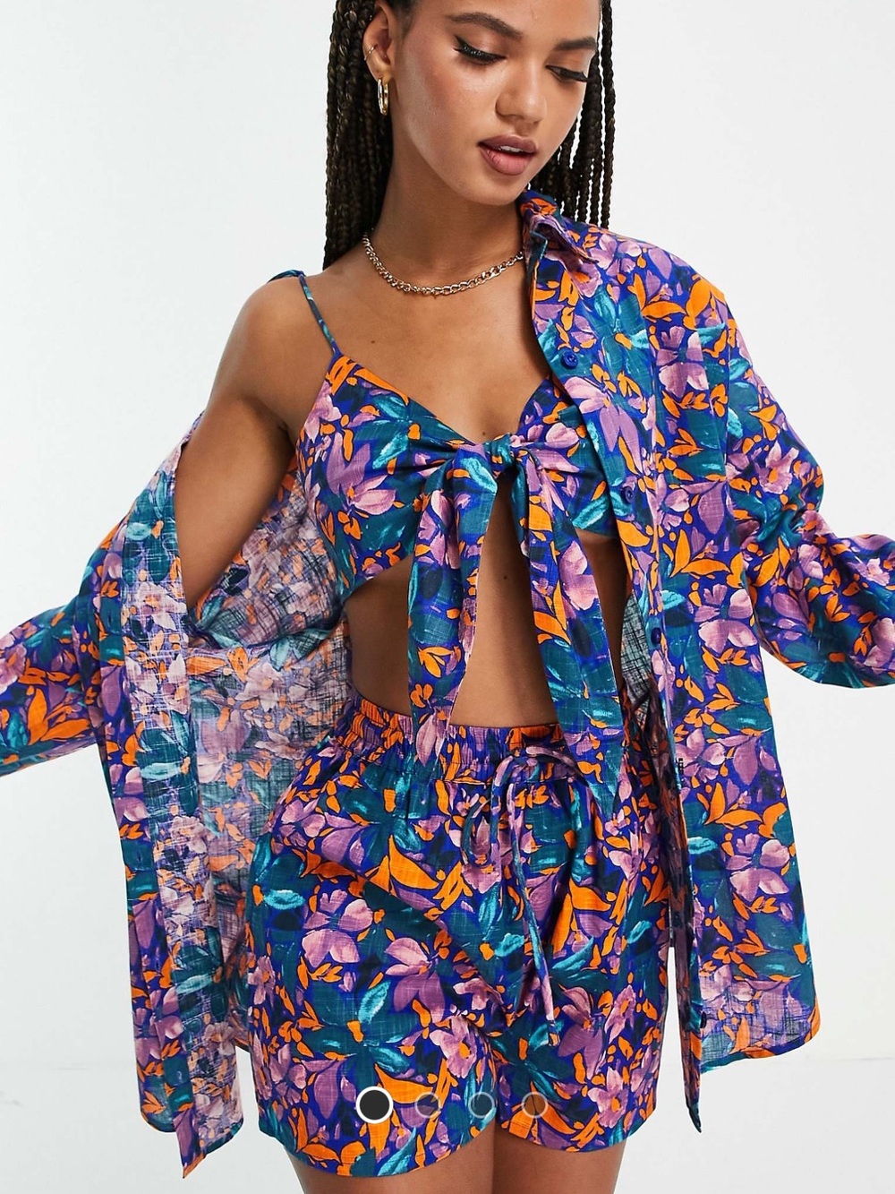 ASOS Design Vibrant Floral Shirt & Shorts Set - 100% Cotton
